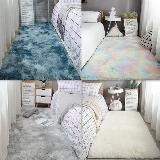 Soft Area Rugs For Bedroom Fluffy, Non-slip Tie-Dyed Fuzzy Shag Plush Soft Shaggy Bedside Rug, Tie-Dyed Living Room Carpet